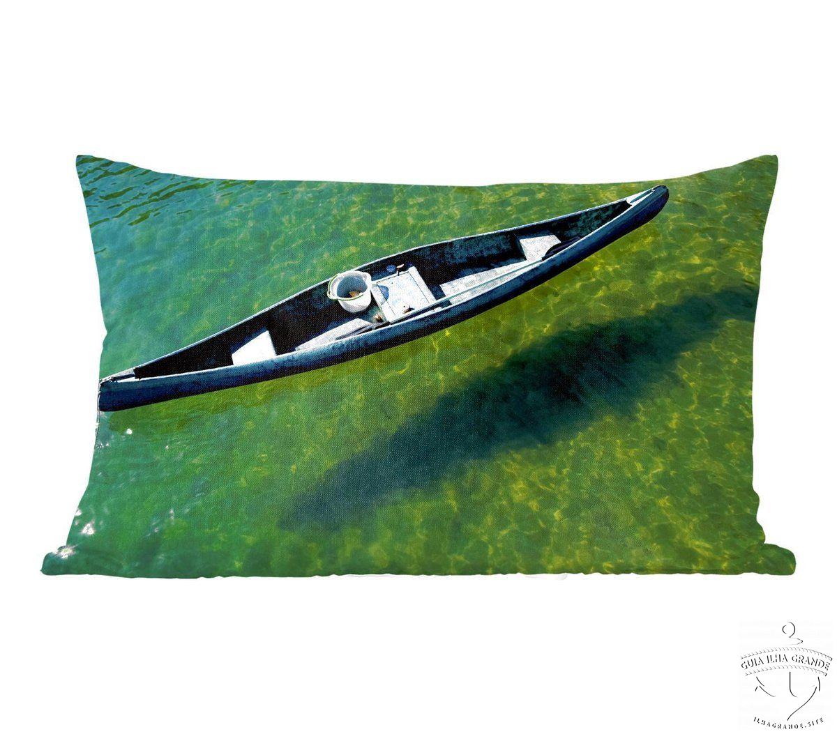 Sierkussens - Kussen - Blauwe boot op de Ilha Grande - 50x30 cm - Kussen van katoen